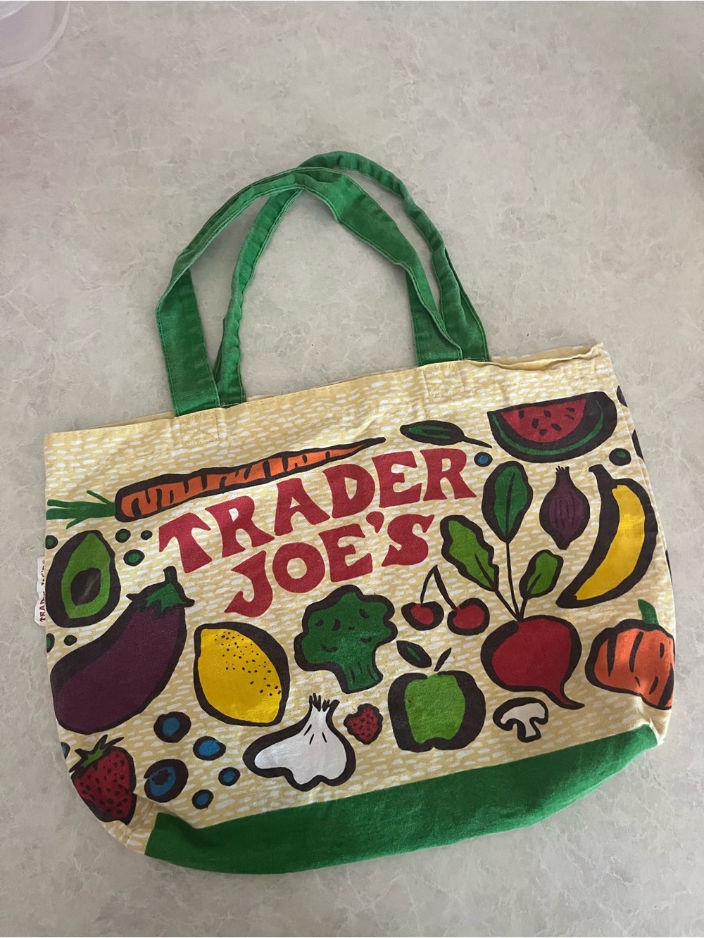 Green-Accent Canvas Tote Bag